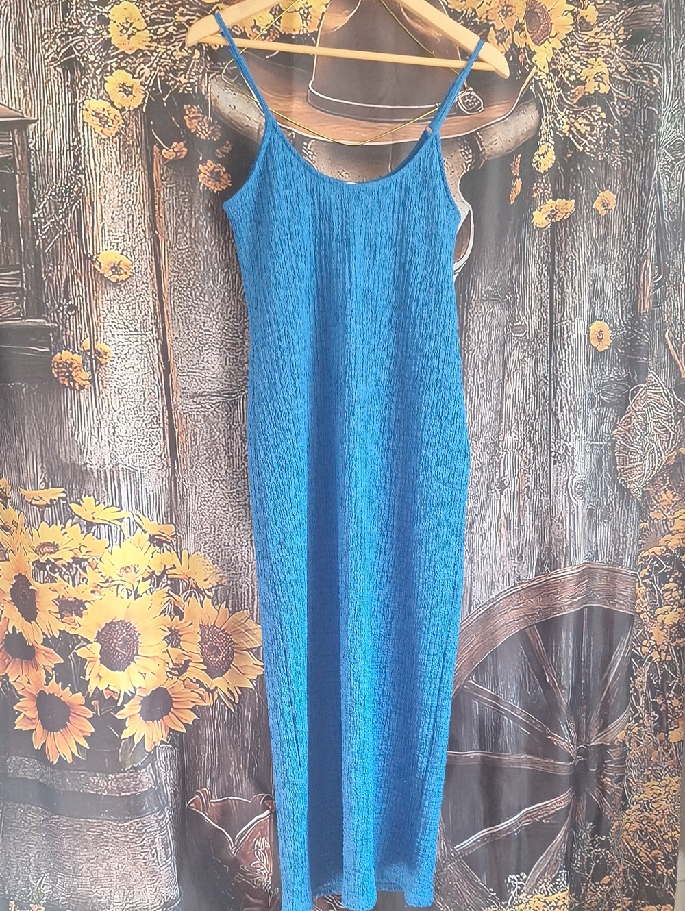 Blue Women's Slip Midi Dress - Sleek Spaghetti Strap Dress